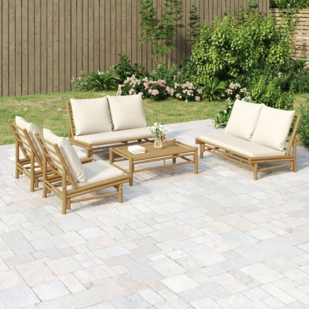 5-piece bamboo garden furniture set with cream white cushions by vidaXL, Garden sets - Ref: Foro24-3156485, Price: 643,85 €, ...