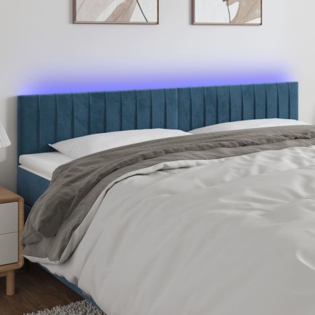 Cabecero con LED de terciopelo azul oscuro 200x5x78/88 cm de vidaXL, Cabeceros y pies de cama - Ref: Foro24-3121920, Precio: ...