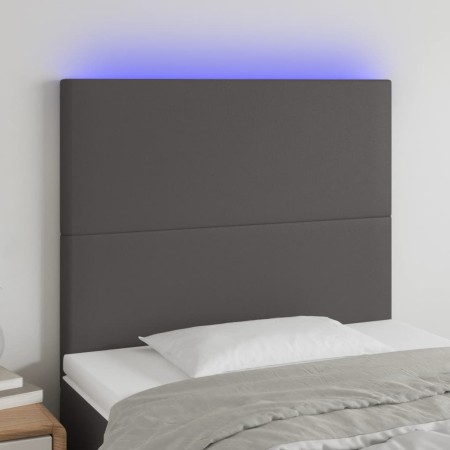 Headboard with LED lights gray synthetic leather 100x5x118/128 cm by vidaXL, Headboards and footboards - Ref: Foro24-3122232,...