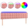 Pink velvet headboard with LED 200x5x78/88 cm by vidaXL, Headboards and footboards - Ref: Foro24-3122117, Price: 79,22 €, Dis...