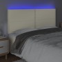 Cabecero con luces LED cuero sintético crema 200x5x118/128 cm de vidaXL, Cabeceros y pies de cama - Ref: Foro24-3122394, Prec...