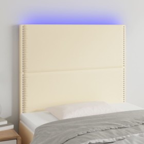 Headboard with LED lights cream synthetic leather 100x5x118/128 cm by vidaXL, Headboards and footboards - Ref: Foro24-3122370...