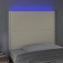 Cabecero con luces LED cuero sintético crema 100x5x118/128 cm de vidaXL, Cabeceros y pies de cama - Ref: Foro24-3122370, Prec...