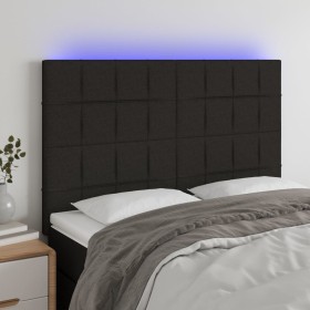 Headboard with LED lights black fabric 144x5x118/128 cm by vidaXL, Headboards and footboards - Ref: Foro24-3122424, Price: 12...