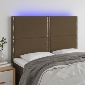 Cabecero con luces LED tela marrón oscuro 144x5x118/128 cm de vidaXL, Cabeceros y pies de cama - Ref: Foro24-3122285, Precio:...