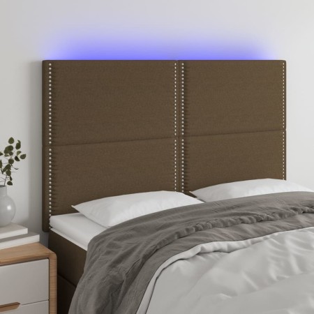 Kopfteil mit LED-Leuchten aus dunkelbraunem Stoff, 144 x 5 x 118/128 cm von vidaXL, Kopf- und Fußteile - Ref: Foro24-3122285,...