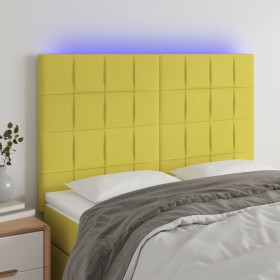 Cabecero con luces LED tela verde 144x5x118/128 cm de vidaXL, Cabeceros y pies de cama - Ref: Foro24-3122429, Precio: 97,99 €...