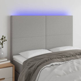 Headboard with LED lights light gray fabric 144x5x118/128 cm by vidaXL, Headboards and footboards - Ref: Foro24-3122142, Pric...