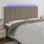 Cabecero con luces LED tela gris taupe 160x5x118/128 cm de vidaXL, Cabeceros y pies de cama - Ref: Foro24-3122434, Precio: 13...