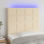 Headboard with LED lights cream fabric 100x5x118/128 cm by vidaXL, Headboards and footboards - Ref: Foro24-3122419, Price: 76...