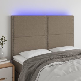 Kopfteil mit LED-Leuchten, taupegrauer Stoff, 144 x 5 x 118/128 cm von vidaXL, Kopf- und Fußteile - Ref: Foro24-3122286, Prei...