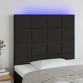 Cabecero con luces LED tela negro 80x5x118/128 cm de vidaXL, Cabeceros y pies de cama - Ref: Foro24-3122400, Precio: 70,58 €,...