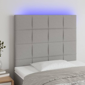 Kopfteil mit LED-Leuchten aus hellgrauem Stoff, 100 x 5 x 118/128 cm von vidaXL, Kopf- und Fußteile - Ref: Foro24-3122414, Pr...