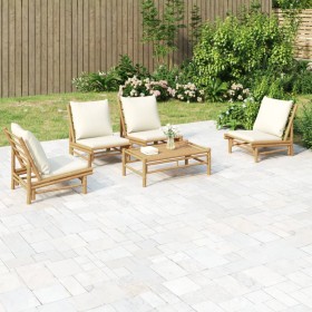 5-piece bamboo garden furniture set with cream white cushions by vidaXL, Garden sets - Ref: Foro24-3156487, Price: 500,13 €, ...