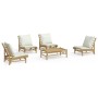 5-piece bamboo garden furniture set with cream white cushions by vidaXL, Garden sets - Ref: Foro24-3156487, Price: 500,13 €, ...