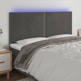 Cabecero con luces LED terciopelo gris oscuro 200x5x118/128 cm de vidaXL, Cabeceros y pies de cama - Ref: Foro24-3122351, Pre...