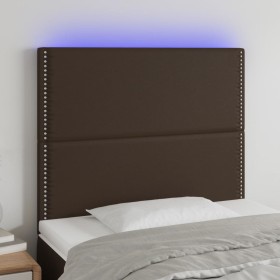 Headboard with LED lights brown synthetic leather 100x5x118/128 cm by vidaXL, Headboards and footboards - Ref: Foro24-3122371...