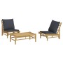 Set de muebles de jardín 3 piezas bambú con cojines gris oscuro de vidaXL, Conjuntos de jardín - Ref: Foro24-3156488, Precio:...