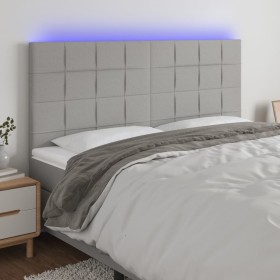 Cabecero con luces LED tela gris claro 160x5x118/128 cm de vidaXL, Cabeceros y pies de cama - Ref: Foro24-3122430, Precio: 12...