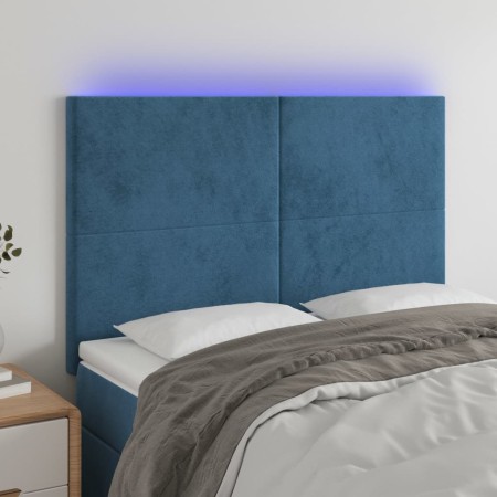 Cabecero con luces LED terciopelo azul oscuro 144x5x118/128 cm de vidaXL, Cabeceros y pies de cama - Ref: Foro24-3122196, Pre...