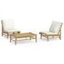 3-piece garden furniture set bamboo and cream white cushions by vidaXL, Garden sets - Ref: Foro24-3156489, Price: 290,57 €, D...