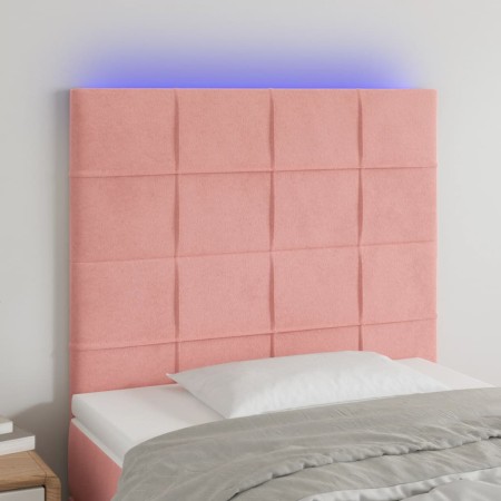 Cabecero con luces LED terciopelo rosa 100x5x118/128 cm de vidaXL, Cabeceros y pies de cama - Ref: Foro24-3122471, Precio: 76...