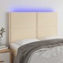 Headboard with LED lights cream fabric 144x5x118/128 cm by vidaXL, Headboards and footboards - Ref: Foro24-3122287, Price: 10...