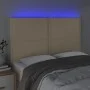 Headboard with LED lights cream fabric 144x5x118/128 cm by vidaXL, Headboards and footboards - Ref: Foro24-3122287, Price: 88...