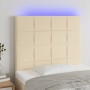 Headboard with LED lights cream fabric 90x5x118/128 cm by vidaXL, Headboards and footboards - Ref: Foro24-3122411, Price: 76,...