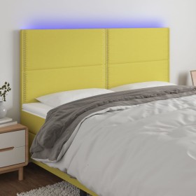 Headboard with LED lights green fabric 160x5x118/128 cm by vidaXL, Headboards and footboards - Ref: Foro24-3122297, Price: 10...