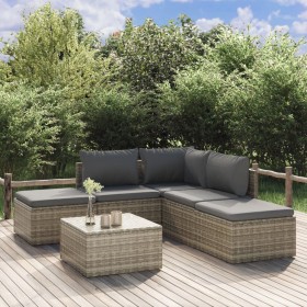 6-teiliges Gartenmöbel-Set und graue synthetische Rattankissen von vidaXL, Gartensets - Ref: Foro24-3157311, Preis: 500,99 €,...