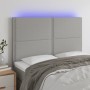 Headboard with LED lights light gray fabric 144x5x118/128 cm by vidaXL, Headboards and footboards - Ref: Foro24-3122282, Pric...