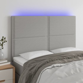 Kopfteil mit LED-Leuchten aus hellgrauem Stoff, 144 x 5 x 118/128 cm von vidaXL, Kopf- und Fußteile - Ref: Foro24-3122282, Pr...