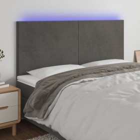 Kopfteil mit LED-Leuchten, dunkelgrauer Samt, 180 x 5 x 118/128 cm von vidaXL, Kopf- und Fußteile - Ref: Foro24-3122205, Prei...