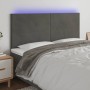 Headboard with LED lights dark gray velvet 180x5x118/128 cm by vidaXL, Headboards and footboards - Ref: Foro24-3122205, Price...