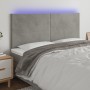 Headboard with LED lights light gray velvet 200x5x118/128 cm by vidaXL, Headboards and footboards - Ref: Foro24-3122210, Pric...