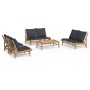 Set de muebles de jardín 5 piezas bambú con cojines gris oscuro de vidaXL, Conjuntos de jardín - Ref: Foro24-3156484, Precio:...