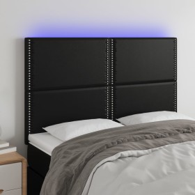 Headboard with LED lights black synthetic leather 144x5x118/128 cm by vidaXL, Headboards and footboards - Ref: Foro24-3122374...