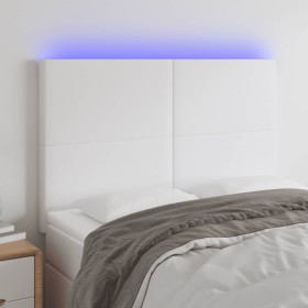 Headboard with LED lights white synthetic leather 144x5x118/128 cm by vidaXL, Headboards and footboards - Ref: Foro24-3122235...