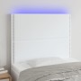 Headboard with LED lights white synthetic leather 100x5x118/128 cm by vidaXL, Headboards and footboards - Ref: Foro24-3122369...