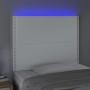 Headboard with LED lights white synthetic leather 100x5x118/128 cm by vidaXL, Headboards and footboards - Ref: Foro24-3122369...