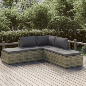 5-teiliges Gartenmöbel-Set und graue synthetische Rattankissen von vidaXL, Gartensets - Ref: Foro24-3157312, Preis: 426,73 €,...