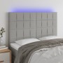 Cabecero con luces LED tela gris claro 144x5x118/128 cm de vidaXL, Cabeceros y pies de cama - Ref: Foro24-3122422, Precio: 12...