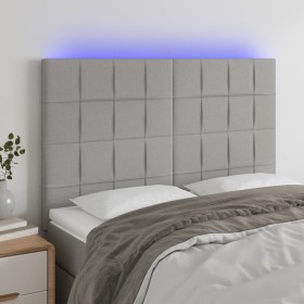 Headboard with LED lights light gray fabric 144x5x118/128 cm by vidaXL, Headboards and footboards - Ref: Foro24-3122422, Pric...