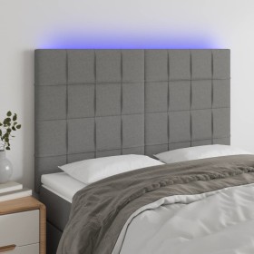 Kopfteil mit LED-Leuchten aus dunkelgrauem Stoff, 144 x 5 x 118/128 cm von vidaXL, Kopf- und Fußteile - Ref: Foro24-3122423, ...