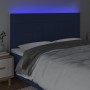 Headboard with LED lights blue fabric 200x5x118/128 cm by vidaXL, Headboards and footboards - Ref: Foro24-3122452, Price: 135...