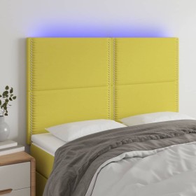 Cabecero con luces LED tela verde 144x5x118/128 cm de vidaXL, Cabeceros y pies de cama - Ref: Foro24-3122289, Precio: 83,02 €...