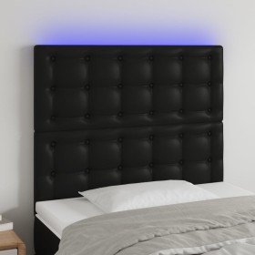 Headboard with LED lights black synthetic leather 80x5x118/128 cm by vidaXL, Headboards and footboards - Ref: Foro24-3122496,...