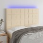 Headboard with LED lights cream fabric 144x5x118/128 cm by vidaXL, Headboards and footboards - Ref: Foro24-3122427, Price: 11...