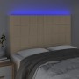 Headboard with LED lights cream fabric 144x5x118/128 cm by vidaXL, Headboards and footboards - Ref: Foro24-3122427, Price: 11...